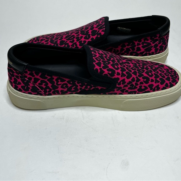 Saint Laurent Venice Fuchsia Pink & Black Leopard Slip-On Shoes Size 38.5 (8.5) - Picture 6 of 15